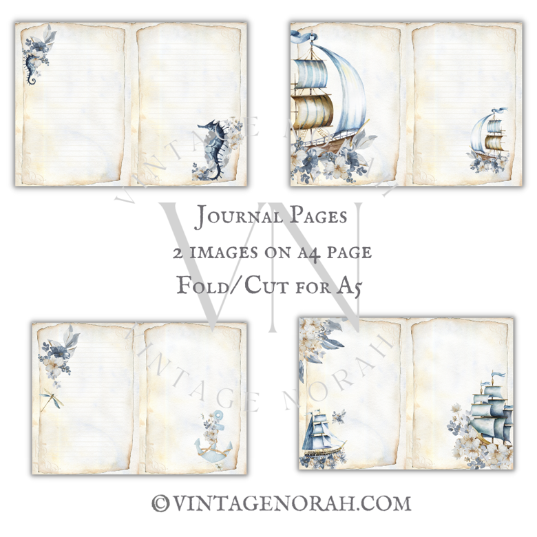 Journal Pages ~ Sea Of Flowers by VintageNorah. Printable, Pdf.
