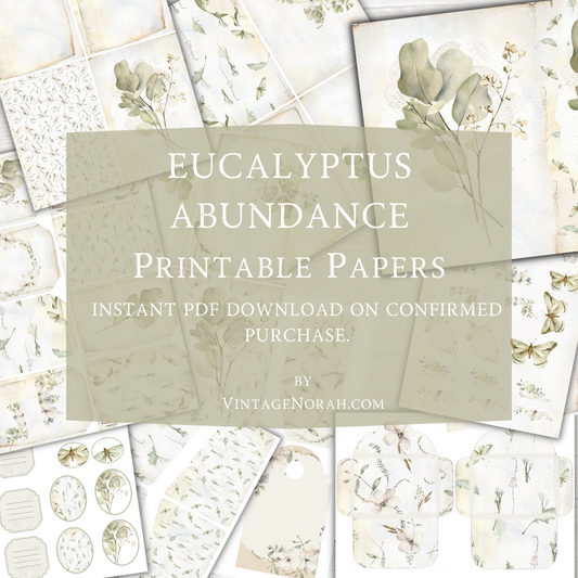 Journal Pages ~  Eucalyptus Abundance by VintageNorah . Printable, Pdf.