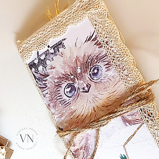 JOURNAL ~ CHRISTMAS OWL - Trifold Traveller Notebook/ Soft cover / Tag Notes/ Handmade/ Journal.
