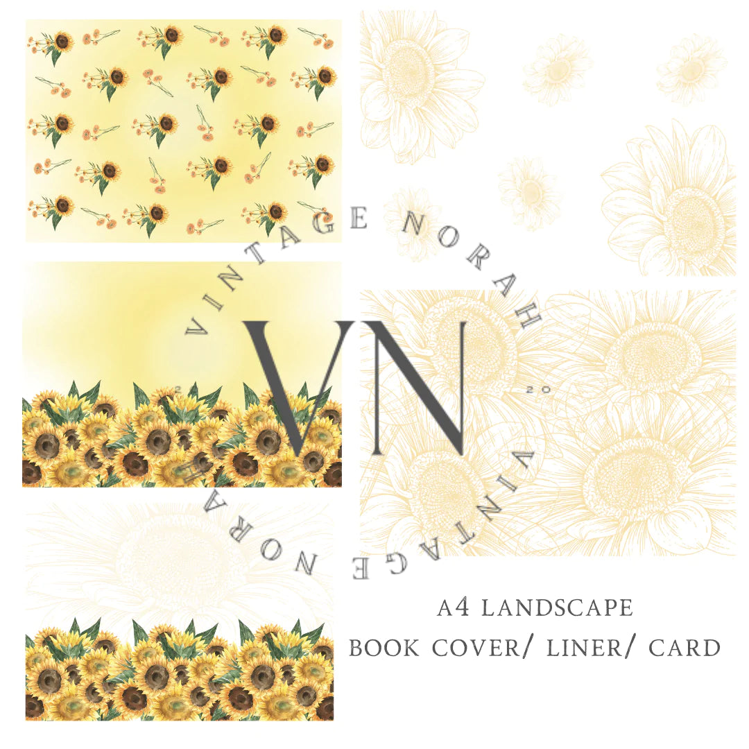 Journal Pages ~ SUNFLOWERS  by VintageNorah. Printable, Pdf.